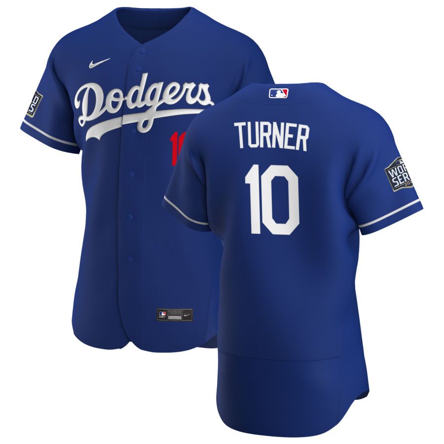 Los Angeles Dodgers #10 Justin Turner Men Nike Royal Alternate 2020 World Series Champions Authentic Player MLB Jersey->los angeles dodgers->MLB Jersey